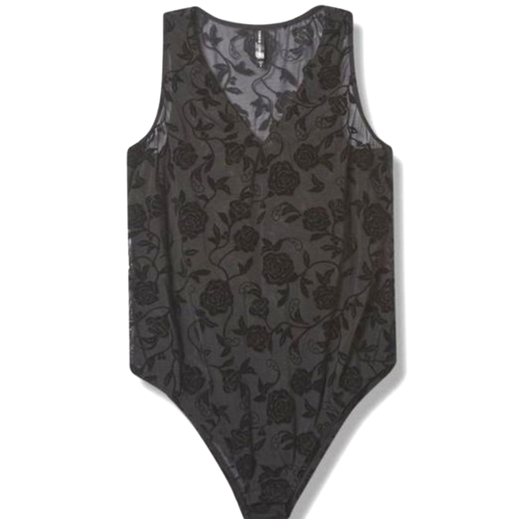 ❤️NWT VINTAGE TORRID BODYSUIT FLORAL ROSES SHEER MESH LINGERIE V NECK PLUS SIZE - Picture 12 of 16